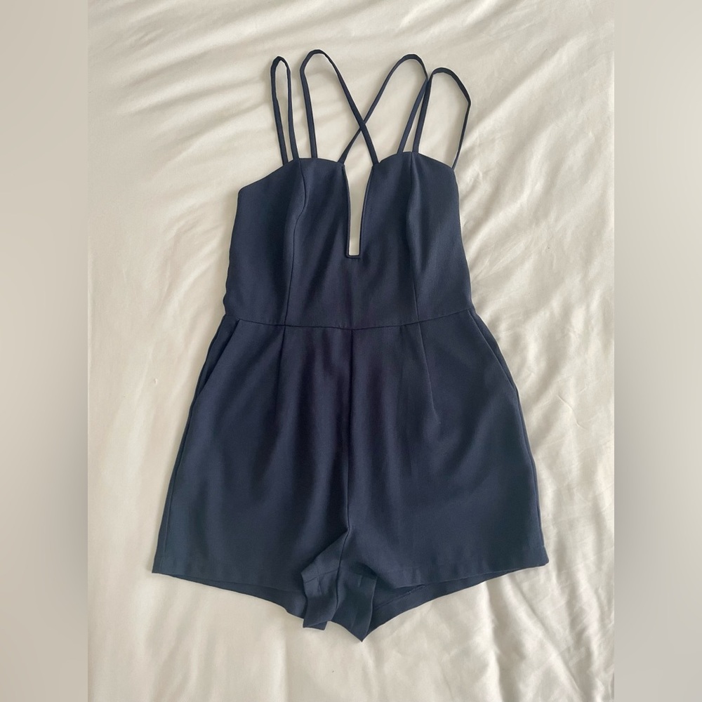 Foreign Exchange | Navy Blue Romper